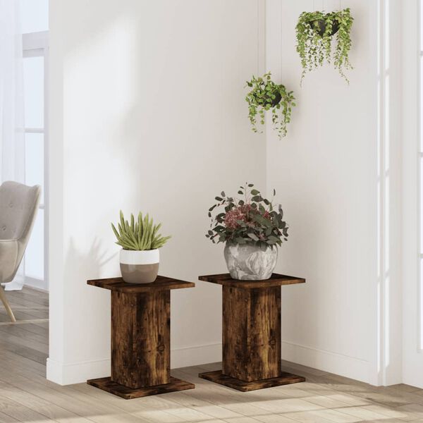 vidaXL Βάσεις Φυτών 2Τεμ. Καπνιστή Δρυς 30x30x40εκ. Επεξεργασμένο Ξύλο