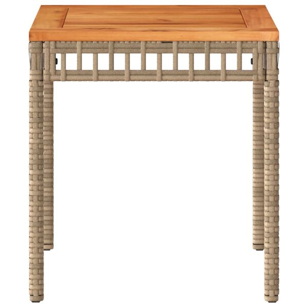 vidaXL Τραπέζι Κήπου Μπεζ 38x38x42 εκ. Συνθετικό Ρατάν & Ξύλο Ακακίας