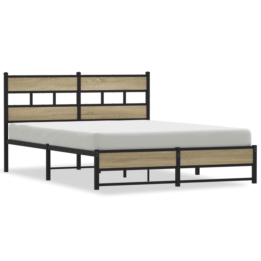 vidaXL Σκελετός Κρεβ. Χωρίς Στρώμα Sonoma Δρυς 150x200 εκ. Μεταλλικό
