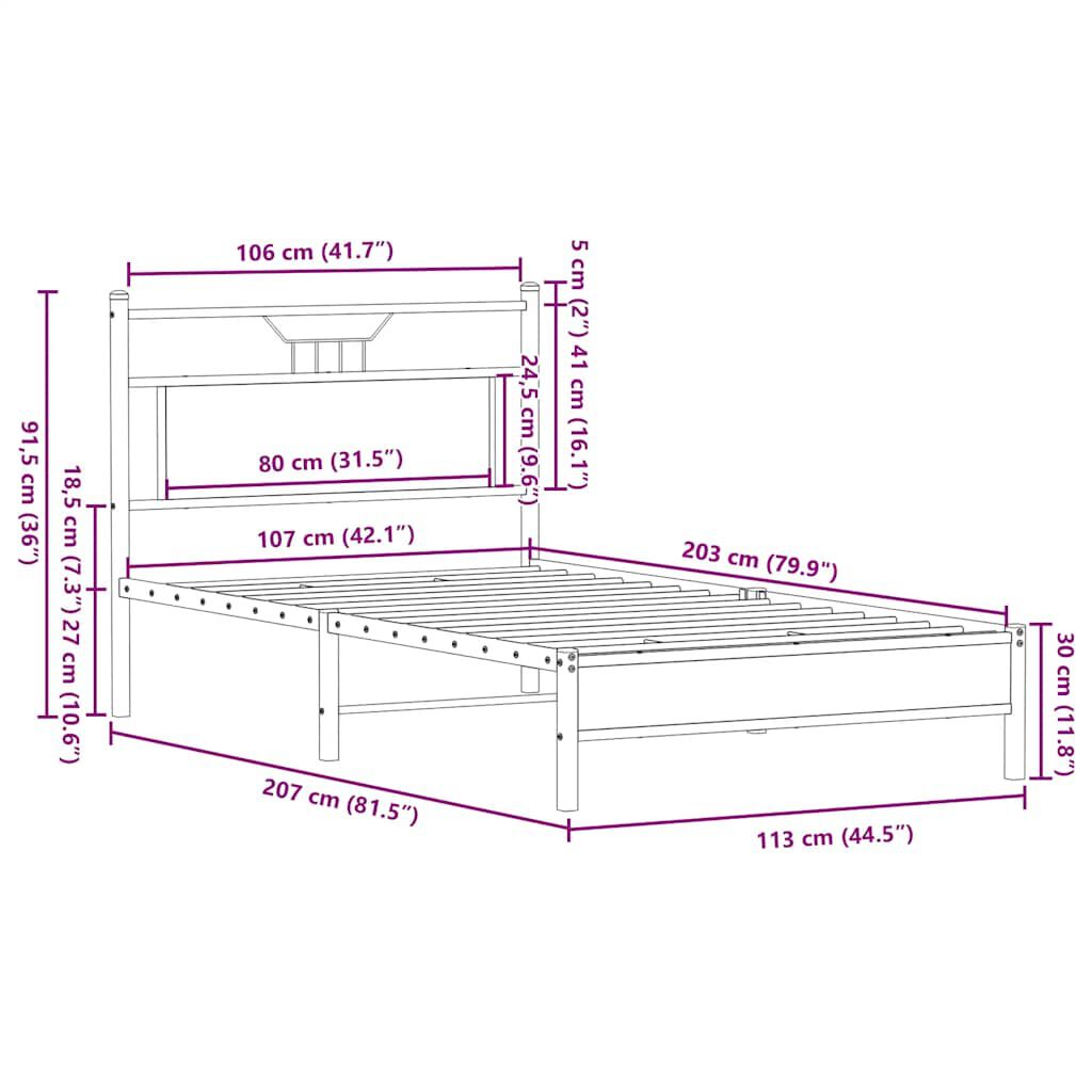 vidaXL Πλαίσιο Κρεβατιού Χωρ. Στρώμα Sonoma Δρυς 107x203 εκ. Επ. Ξύλο