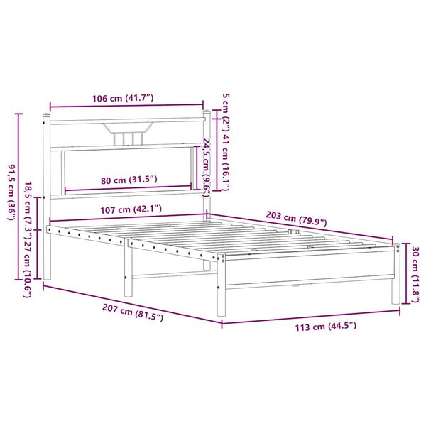 vidaXL Πλαίσιο Κρεβατιού Χωρ. Στρώμα Sonoma Δρυς 107x203 εκ. Επ. Ξύλο
