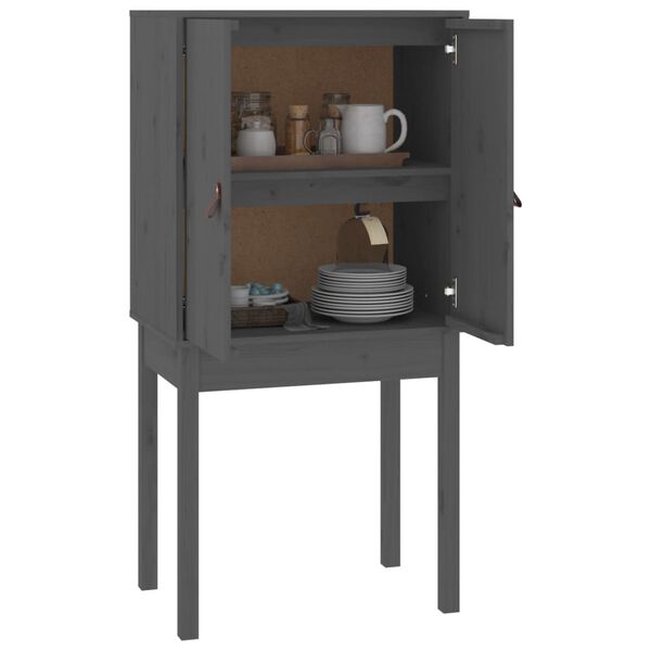 vidaXL Ντουλάπι Ψηλό Γκρι 60x40x120 εκ. από Μασίφ Ξύλο Πεύκου