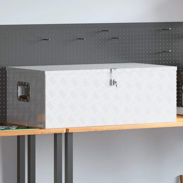 vidaXL Κουτί Αποθήκευσης Ασημί 100x55x37 εκ. από Αλουμίνιο