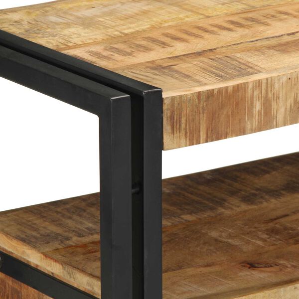 vidaXL Τραπέζια Τέλους Μαύρο 90x33x75 εκ Μασίφ Ξύλο Μάνγκο και Μέταλλο