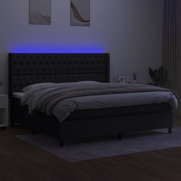 vidaXL &Kappa;&rho;&epsilon;&beta;ά&tau;&iota; Boxspring &mu;&epsilon; &Sigma;&tau;&rho;ώ&mu;&alpha; & LED &Mu;&alpha;ύ&rho;&omicron; 200x200 &epsilon;&kappa;. &Upsilon;&phi;&alpha;&sigma;&mu;ά&tau;&iota;&nu;&omicron;