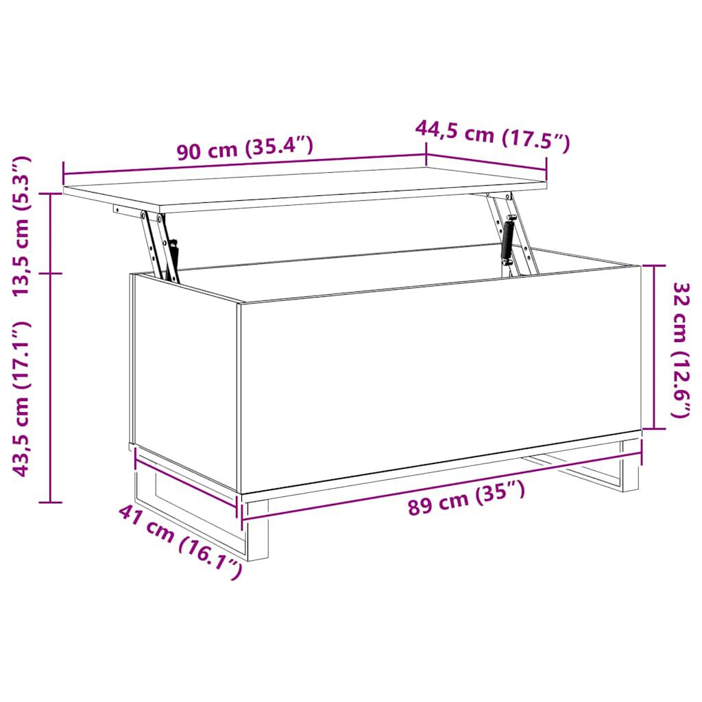 vidaXL Τραπεζάκι Σαλονιού Sonoma Δρυς 90x44,5x45εκ. Επεξεργασμένο Ξύλο