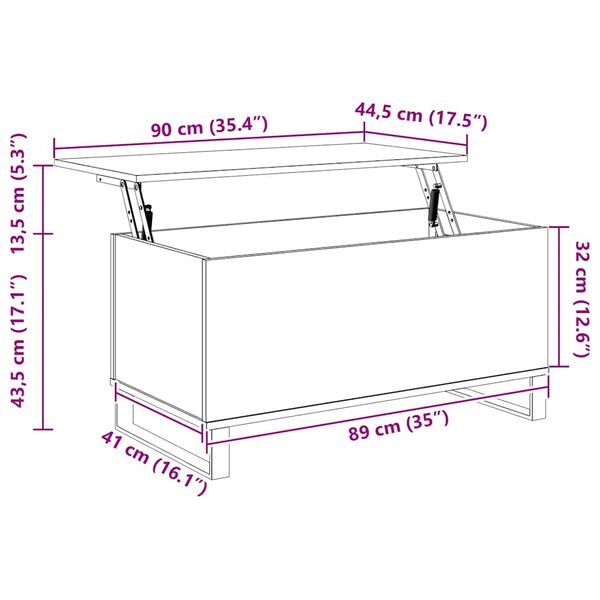 vidaXL Τραπεζάκι Σαλονιού Sonoma Δρυς 90x44,5x45εκ. Επεξεργασμένο Ξύλο