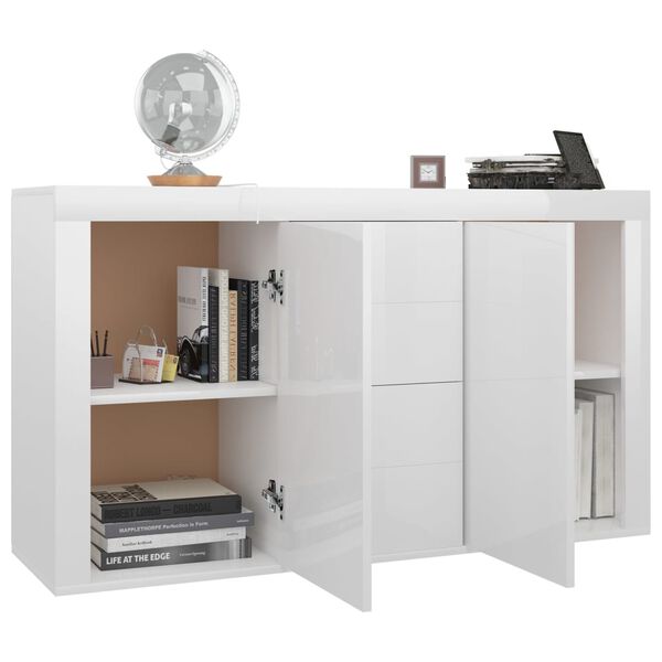 vidaXL Μπουφές Γυαλιστερό Λευκό 120 x 36 x 69 εκ. από Επεξ. Ξύλο