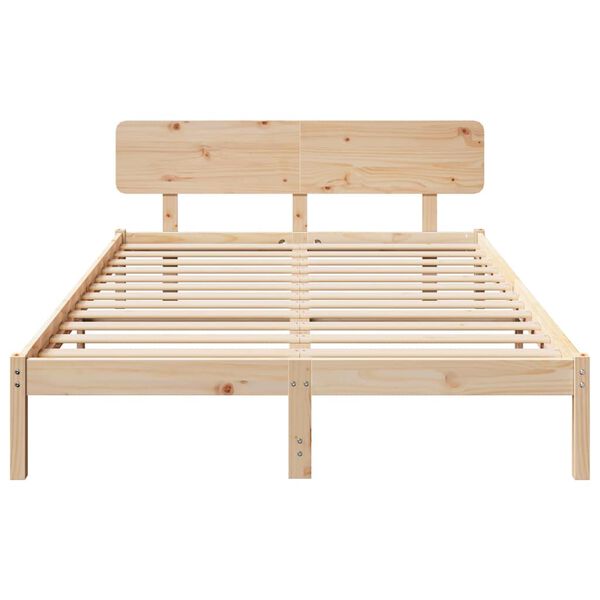 vidaXL Σκελετός Κρεβατιού Φυσικό 150 x 200 cm Μασίφ ξύλο πεύκου
