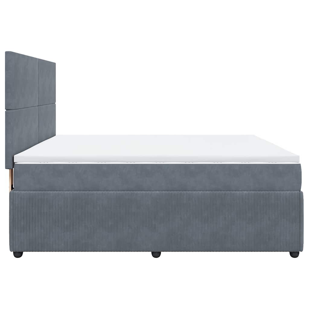 vidaXL Κρεβάτι Boxspring με Στρώμα Σκούρο Γκρι 180x200 εκ. Βελούδινο