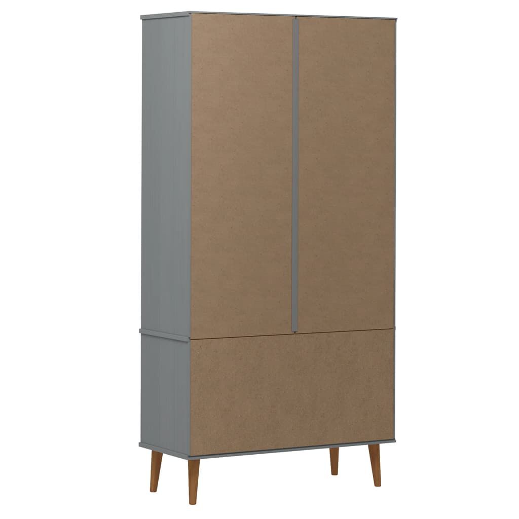 vidaXL Βιτρίνα MOLDE Γκρι 90 x 35 x 175 εκ. από Μασίφ Ξύλο Πεύκου