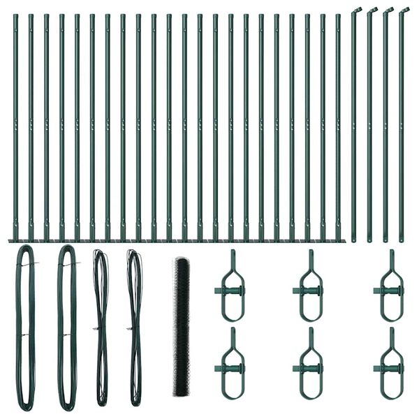 vidaXL Φράχτης με Στήλες. Πράσινο 1.4 x 50 m Ατσάλι με επικάλυψη PVC