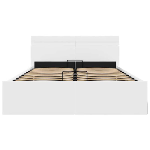 vidaXL Πλαίσιο Κρεβατιού Αποθ. Χώρο/LED Μαύρο 140x200 εκ. Δερματίνη