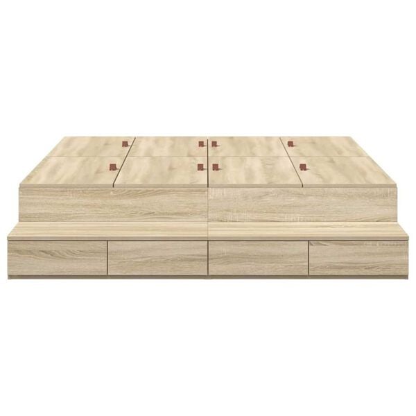 vidaXL Κρεβάτι με αποθηκευτικό χώρο Δρύς Sonoma 236.5 x 160 x 31.5 εκ.