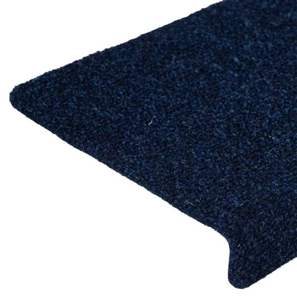vidaXL Πατάκια Σκαλιών Αυτοκόλλητα 15 τεμ. 65x21x4 εκ. Μπλε Ναυτικό με Ορθογώνια Άκρη