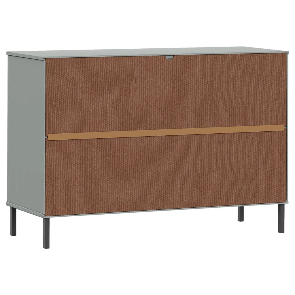 vidaXL Ντουλάπι OSLO Γκρι 113x40x77 εκ. Μασίφ Ξύλο με Μετ. Πόδια