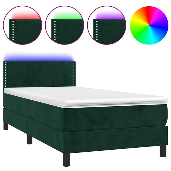 vidaXL &Kappa;&rho;&epsilon;&beta;ά&tau;&iota; Boxspring &mu;&epsilon; &Sigma;&tau;&rho;ώ&mu;&alpha; & LED &Sigma;&kappa;. &Pi;&rho;ά&sigma;&iota;&nu;&omicron; 90x200 &epsilon;&kappa; &Beta;&epsilon;&lambda;&omicron;ύ&delta;&omicron;