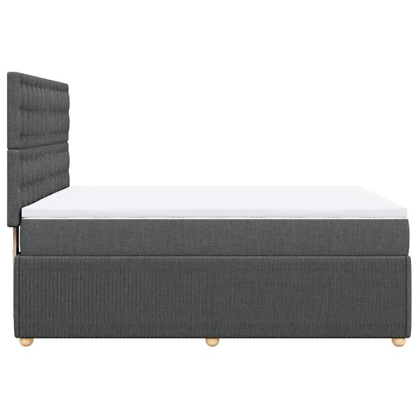 vidaXL Κρεβάτι Boxspring με Στρώμα Σκούρο Γκρι 140x200 εκ Υφασμάτινο