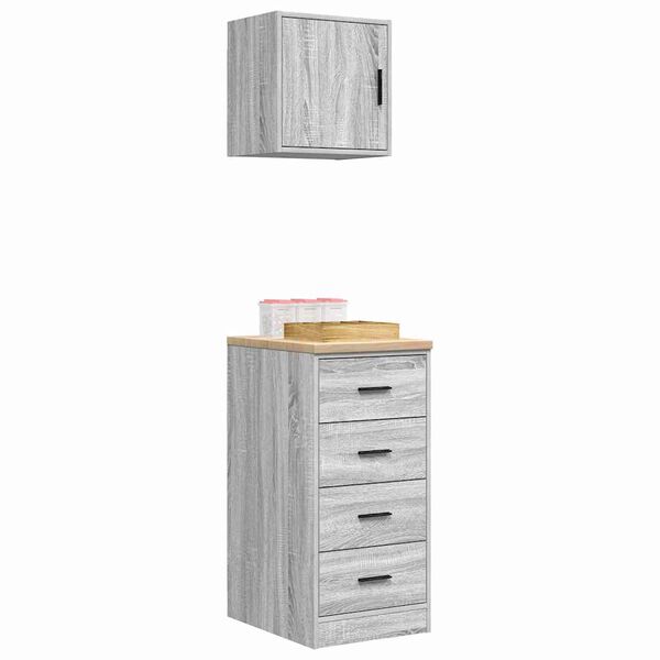 vidaXL ντουλάπια γκαράζ 2 τεμ. Γκρι Sonoma από Επεξεργασμένο Ξύλο