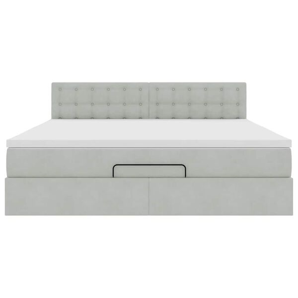 vidaXL Οθωμανικό κρεβάτι με στρώμα&LEDs Ανοιχτό γκρι 160x200cm Βελούδο