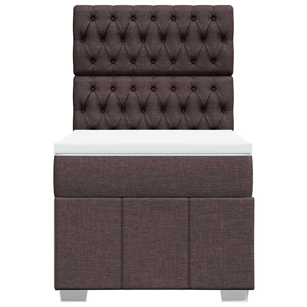 vidaXL Κρεβάτι Boxspring με Στρώμα Σκούρο Καφέ 90x200 εκ. Υφασμάτινο