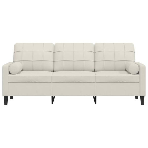 vidaXL Καναπές Τριθέσιος Κρεμ 180 εκ. Βελούδινος με Μαξιλάρια