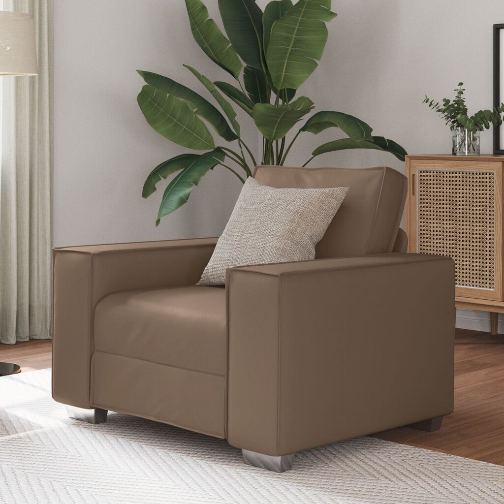Καρέκλα Sofa vidaXL καφέ 59 εκ σε ψεύτικο δέρμα
