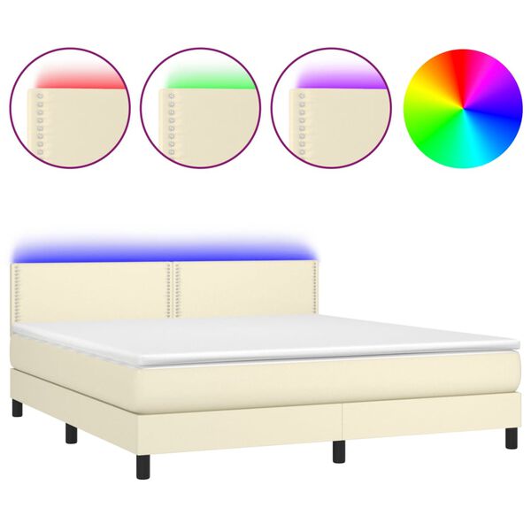 vidaXL &Kappa;&rho;&epsilon;&beta;ά&tau;&iota; Boxspring &mu;&epsilon; &Sigma;&tau;&rho;ώ&mu;&alpha; & LED &Kappa;&rho;&epsilon;&mu; 160x200 &epsilon;&kappa;. &Sigma;&upsilon;&nu;&theta;. &Delta;έ&rho;&mu;&alpha;
