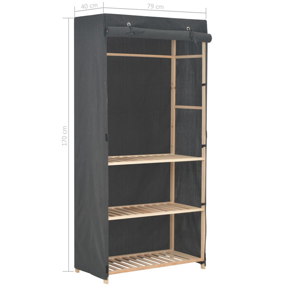 vidaXL Ντουλάπα με 3 Ράφια Γκρι 79 x 40 x 170 εκ. Υφασμάτινη
