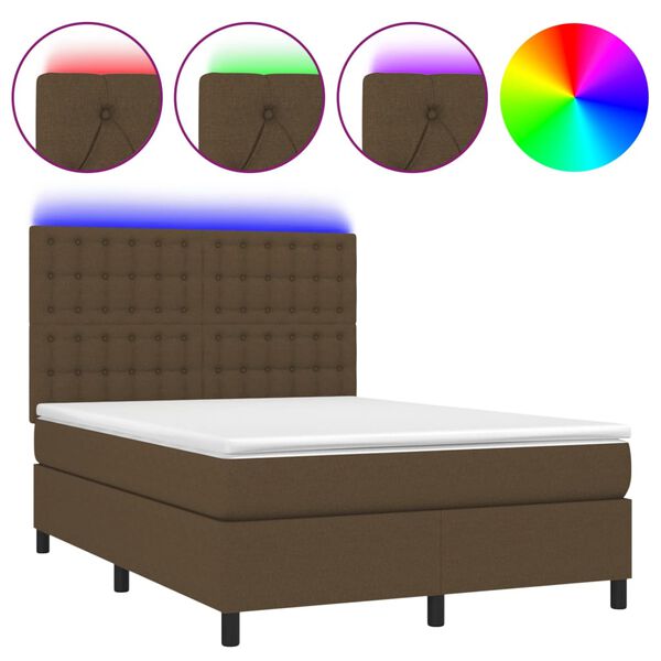 vidaXL &Kappa;&rho;&epsilon;&beta;ά&tau;&iota; Boxspring &mu;&epsilon; &Sigma;&tau;&rho;ώ&mu;&alpha; & LED &Sigma;&kappa;.&Kappa;&alpha;&phi;έ 140x190&epsilon;&kappa;. &Upsilon;&phi;&alpha;&sigma;&mu;ά&tau;&iota;&nu;&omicron;