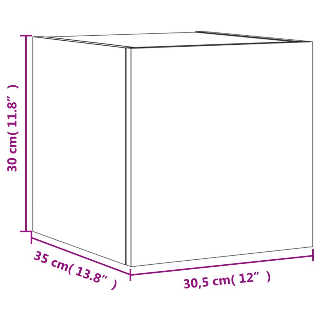 vidaXL Έπιπλα Τοίχου Τηλ. με LED 2 Τεμ. Sonoma Δρυς 30,5x35x30 εκ.