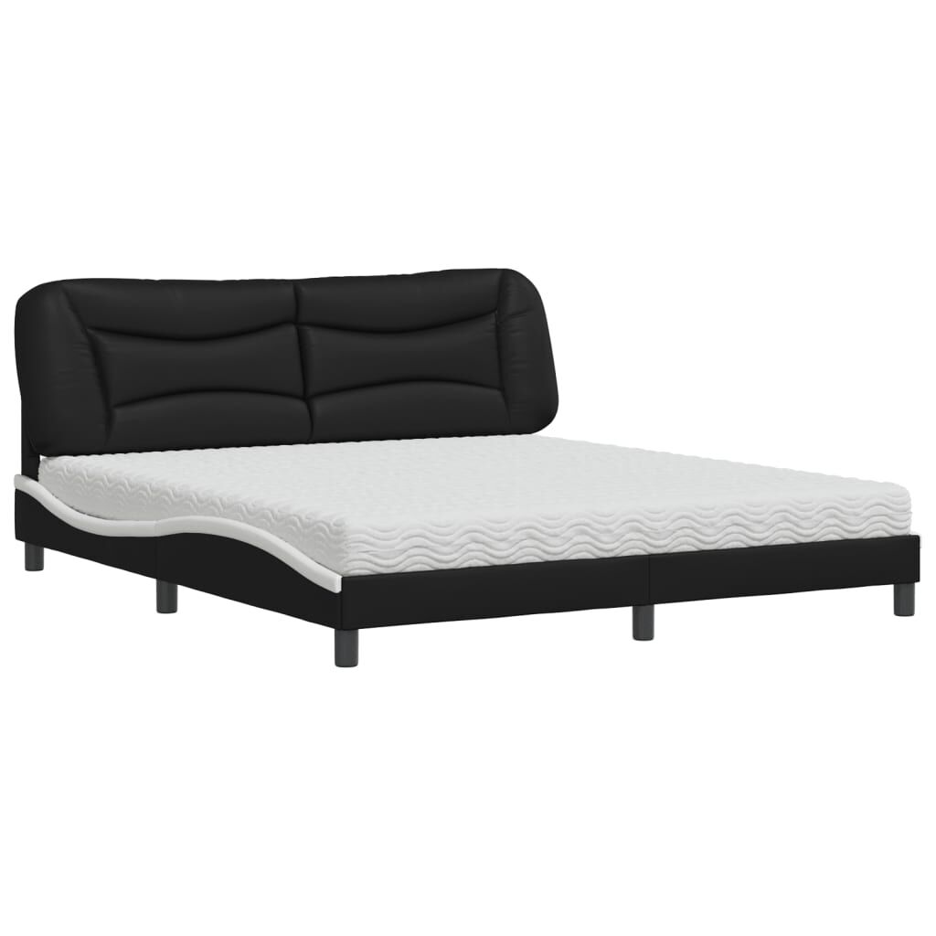 vidaXL Κρεβάτι με Στρώμα Μαύρο/Λευκό 180x200 εκ. από Συνθετικό δέρμα