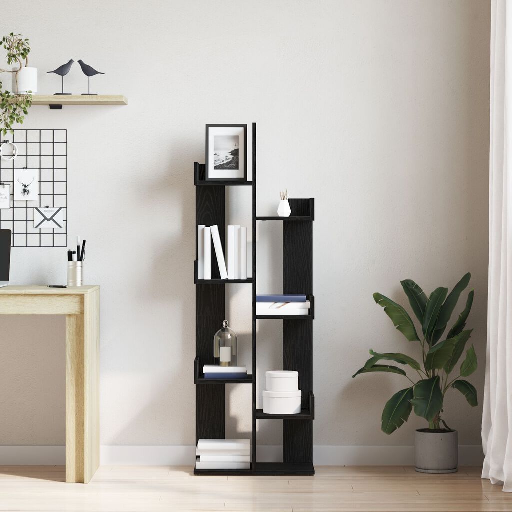 vidaXL Βιβλιοθήκη Μαύρη Δρυς 48x25,5x140 εκ. Φτιαγμένο από Ξύλο