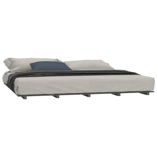 vidaXL Πλαίσιο Κρεβατιού Γκρι 180 x 200 εκ. από Μασίφ Ξύλο Πεύκου