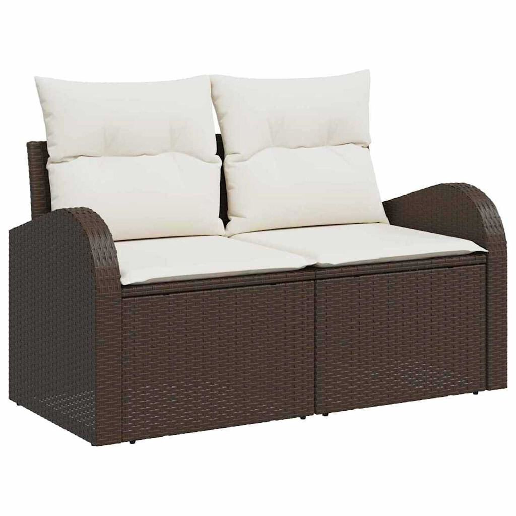 vidaXL Σετ Καναπέ Κήπου με αποθήκευση 7 pcs Καφέ Πολυ ράταν