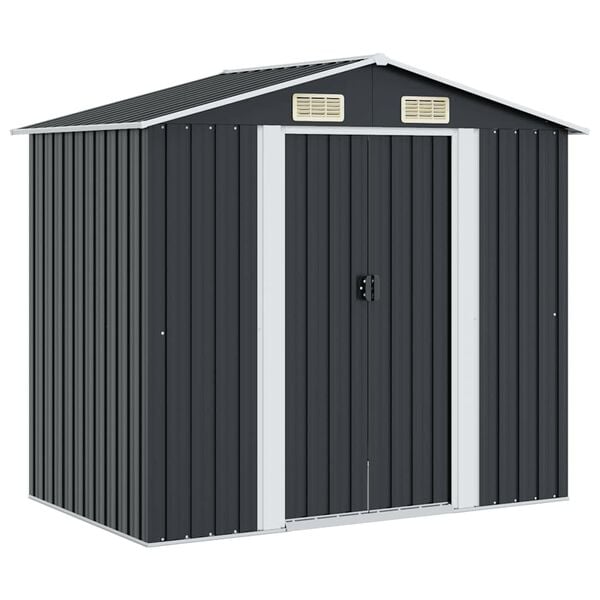 vidaXL Αποθήκη Κήπου Ανθρακί 204 x 132 x 186 εκ. Ατσάλινη