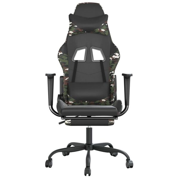 vidaXL Καρέκλα Gaming Μασάζ Υποπόδιο Μαύρο/Παραλλαγή Συνθετικό Δέρμα