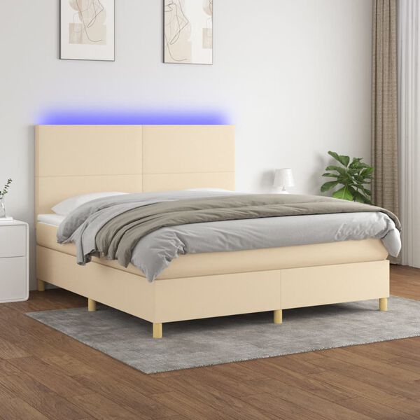 vidaXL &Kappa;&rho;&epsilon;&beta;ά&tau;&iota; Boxspring &mu;&epsilon; &Sigma;&tau;&rho;ώ&mu;&alpha; & LED &Kappa;&rho;&epsilon;&mu; 180x200 &epsilon;&kappa;. &Upsilon;&phi;&alpha;&sigma;&mu;ά&tau;&iota;&nu;&omicron;