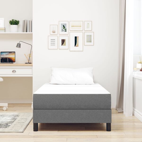 Κρεβάτι με Στρώμα Pocket Spring vidaXL, Ανοιχτό Γκρι, Μεσαίο, 90x190x20 εκ, Ταπετσαρία