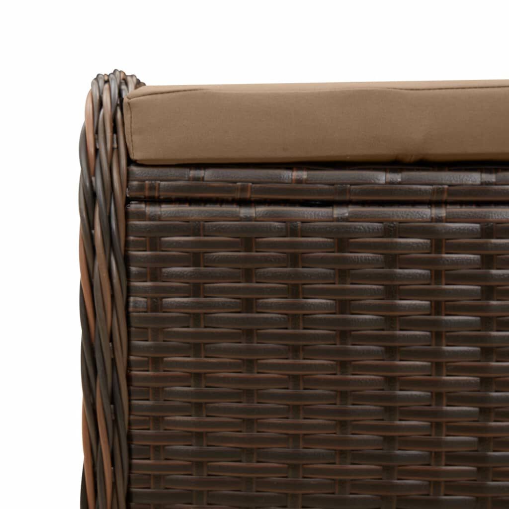 vidaXL Υποπόδιο Κήπου Καφέ 58x46x46 εκ. Συνθετικό Ρατάν με Μαξιλάρι