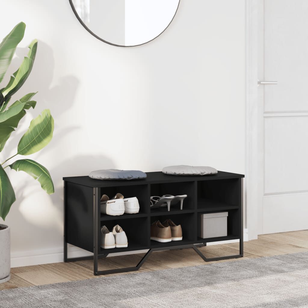 vidaXL Παπουτσοθήκη Μαύρο 90x38x45,5 εκ. από Επεξεργασμένο Ξύλο