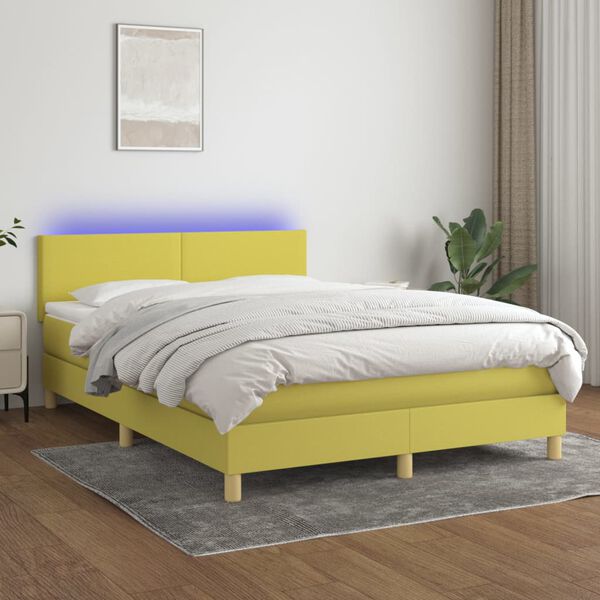 vidaXL &Kappa;&rho;&epsilon;&beta;ά&tau;&iota; Boxspring &mu;&epsilon; &Sigma;&tau;&rho;ώ&mu;&alpha; & LED &Pi;&rho;ά&sigma;&iota;&nu;&omicron; 140x190 &epsilon;&kappa; &Upsilon;&phi;&alpha;&sigma;&mu;ά&tau;&iota;&nu;&omicron;