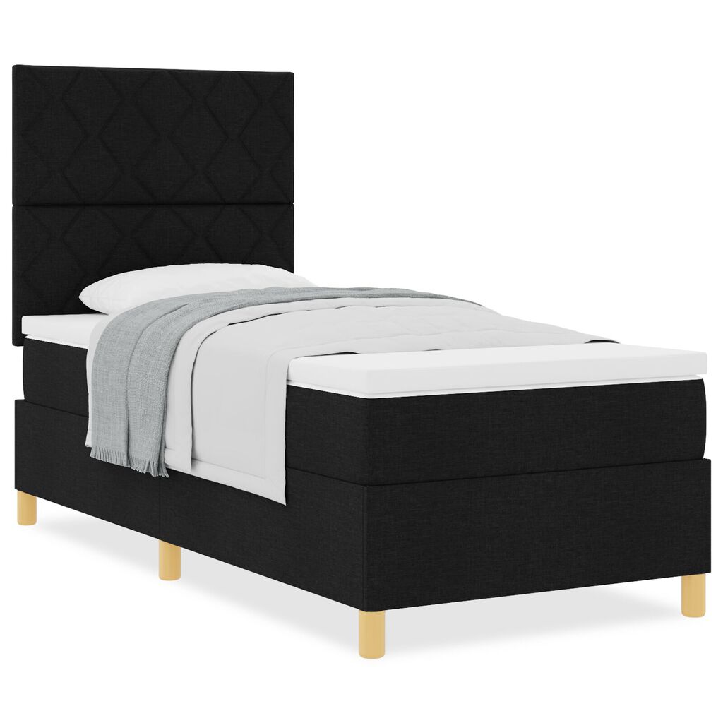 vidaXL Κρεβάτι Box Spring με στρώμα Μαύρο 100x200 εκ. Ύφασμα