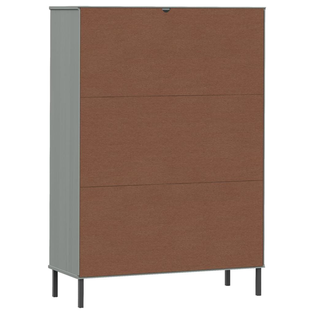 vidaXL Βιβλιοθήκη OSLO Γκρι 90x35x128,5 εκ. Μασίφ Ξύλο με Μετ. Πόδια