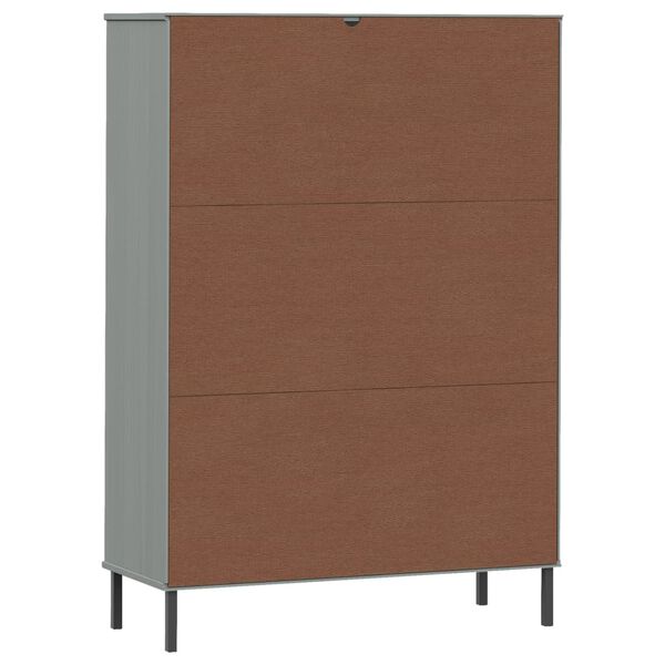 vidaXL Βιβλιοθήκη OSLO Γκρι 90x35x128,5 εκ. Μασίφ Ξύλο με Μετ. Πόδια