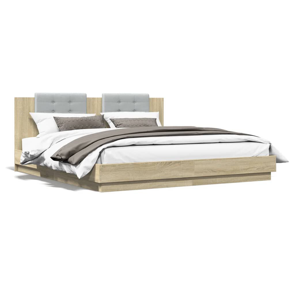 vidaXL Πλαίσιο Κρεβατιού με Κεφαλάρι Sonoma Δρυς 180x200εκ. Επεξ. Ξύλο