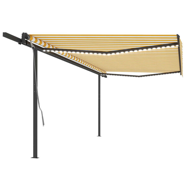vidaXL Τέντα Αυτόματη με LED & Αισθητήρα Ανέμου Κίτρινο/Λευκό 5x3 μ.