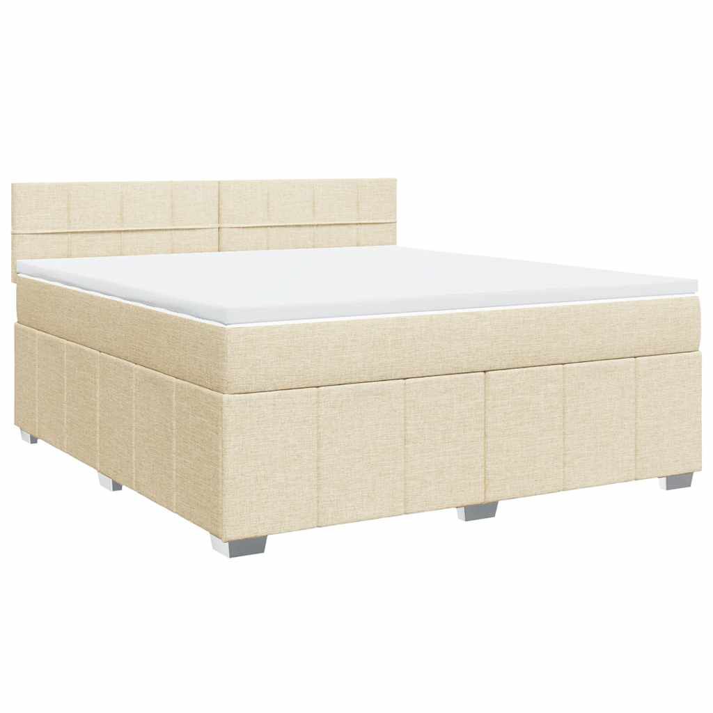 vidaXL Κρεβάτι Boxspring με Στρώμα Κρεμ 180x200 εκ. Υφασμάτινο