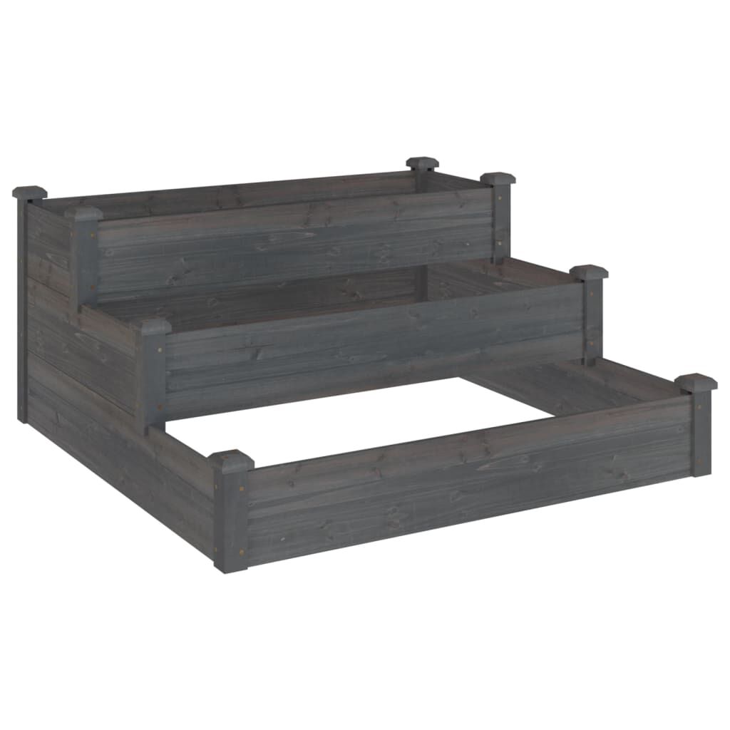 vidaXL Ζαρντινιέρα Υπερυψωμένη Γκρι 120x120x56 εκ. Μασίφ Ξύλο Ελάτης