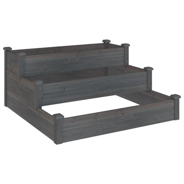 vidaXL Ζαρντινιέρα Υπερυψωμένη Γκρι 120x120x56 εκ. Μασίφ Ξύλο Ελάτης